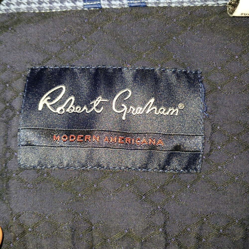 Robert Graham Shirt Mens XL Blue Modern American Tailored Fit Flip Cuff AB50 - Picture 3 of 12